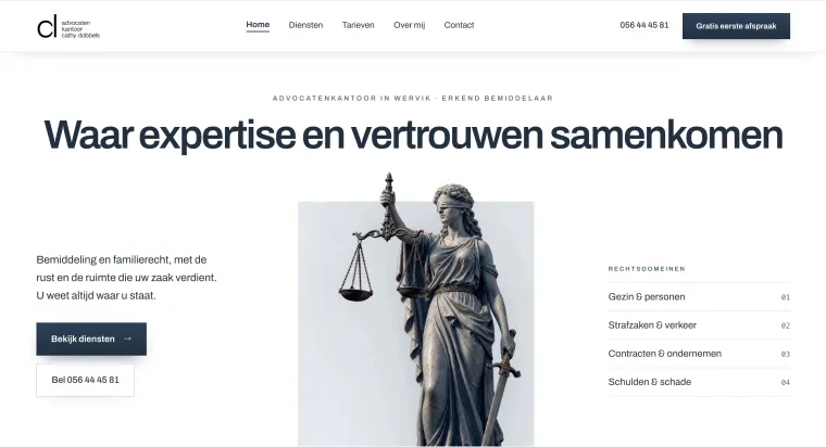 Website voor Advocatenkantoor Dobbels in Wervik, gemaakt door Henri Media